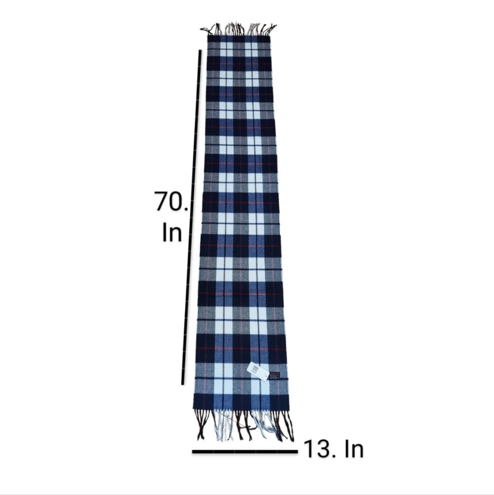 Classic Scarf Navy Blue Womens Unisex Neck Scarf Plaid Winter Scarf Warm Acrylic - Picture 9 of 11